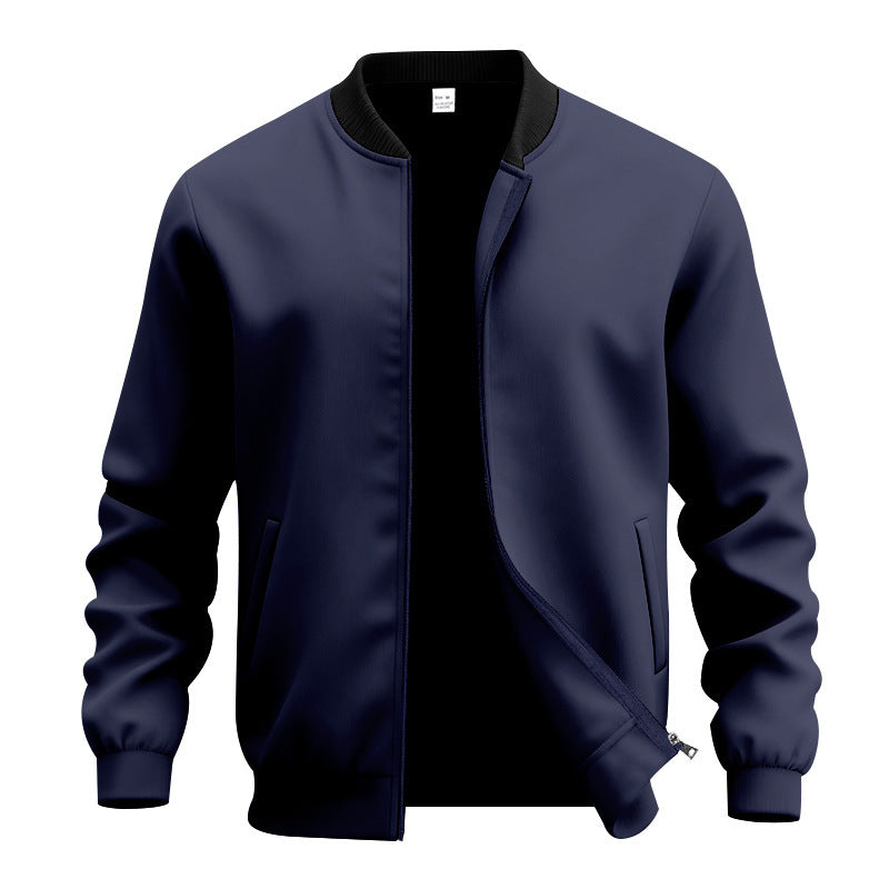 Herren nan stylische Bomberjacke mit elastischem Saum, Rippkragen und verdecktem Reißverschluss Drune