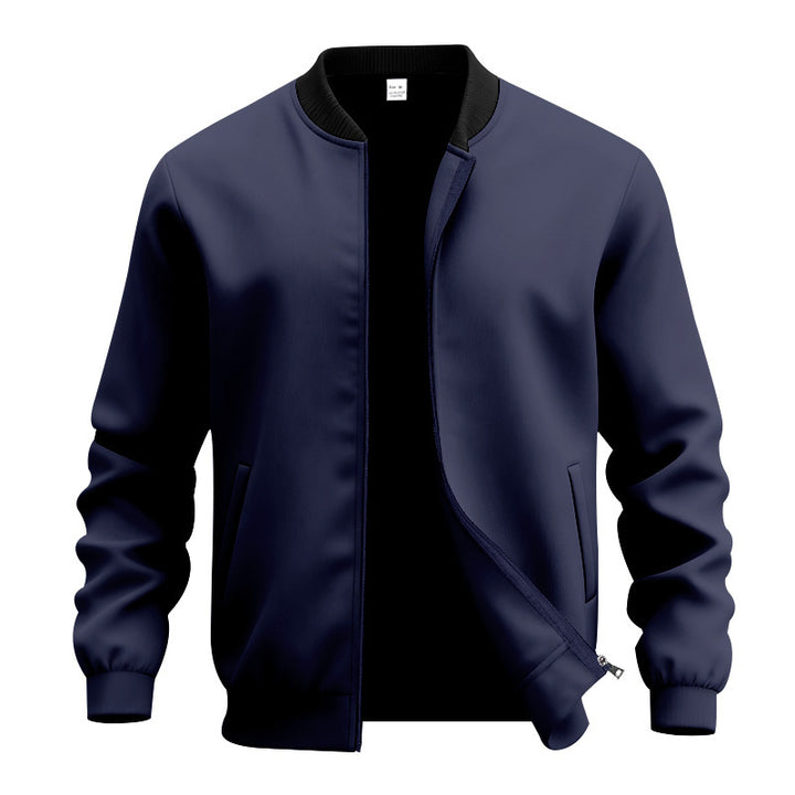 Herren nan stylische Bomberjacke mit elastischem Saum, Rippkragen und verdecktem Reißverschluss Drune