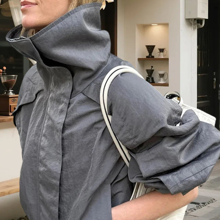 Damen Leichte Utility-Jacke mit hohem Stehkragen und lässigem Schnitt Drune