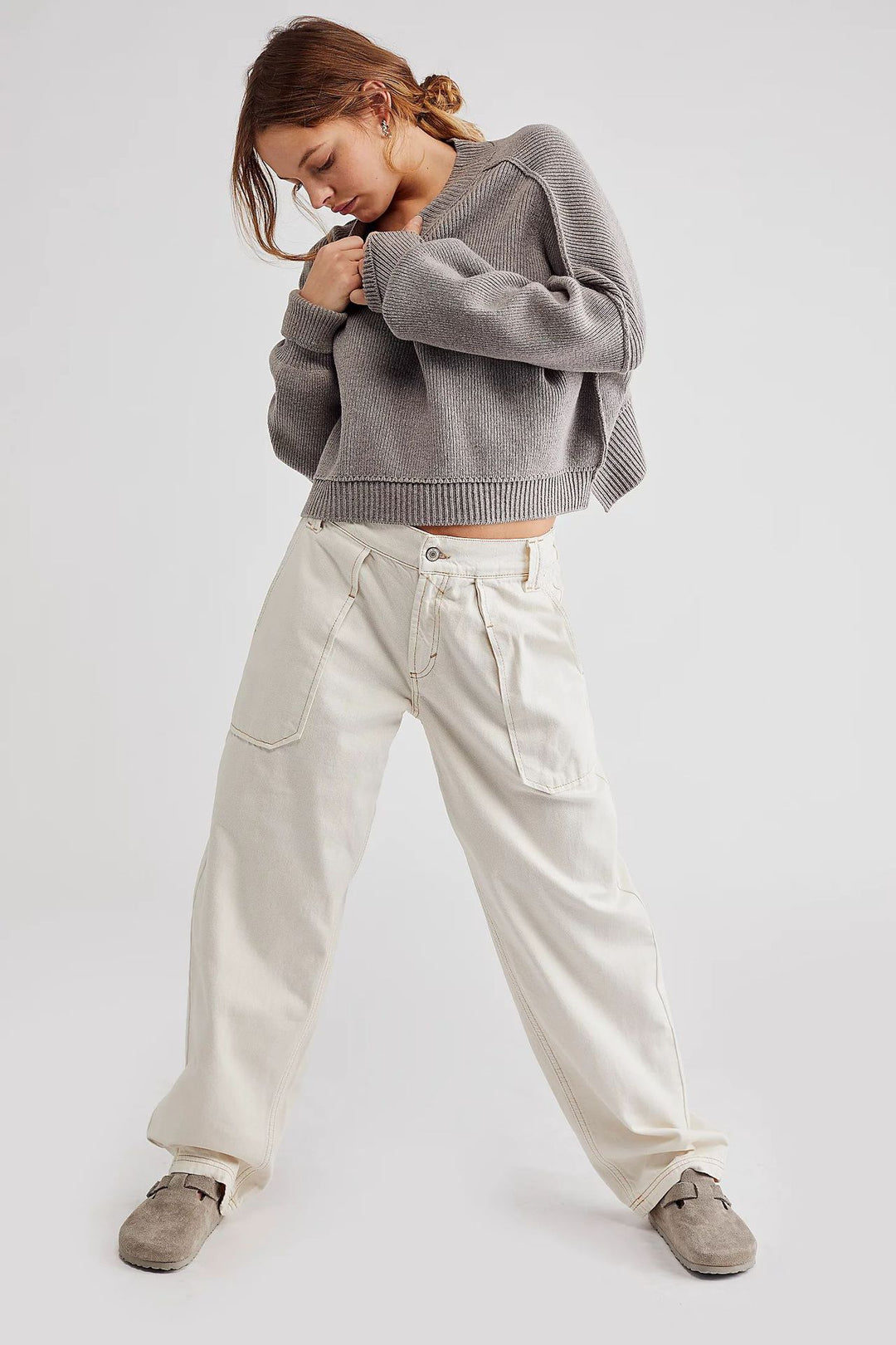 Damen weite Cargo-Jeans mit einzigartigen Taschen und lässigem Schnitt Drune