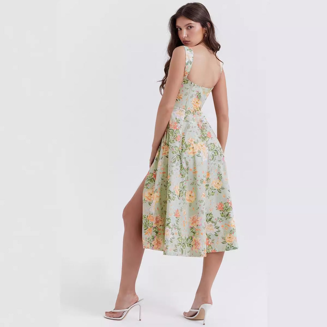 Damen Maxikleid mit schulterfreiem Design und floralem Muster Drune