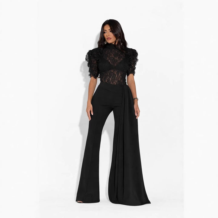 Damen Elegante Flared-Hose mit seitlichem Drapierungseffekt Drune