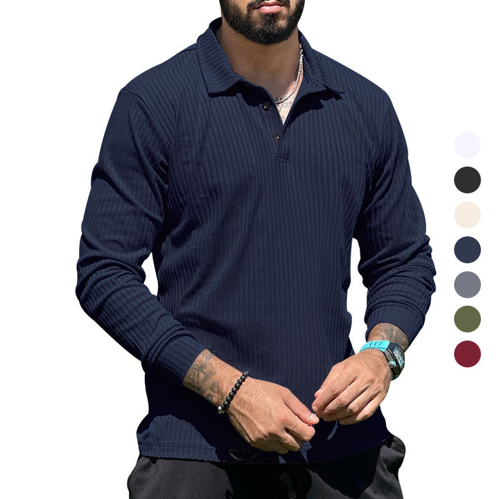 Herren langer Strickpullover mit strukturiertem Design und Knopfleiste Drune