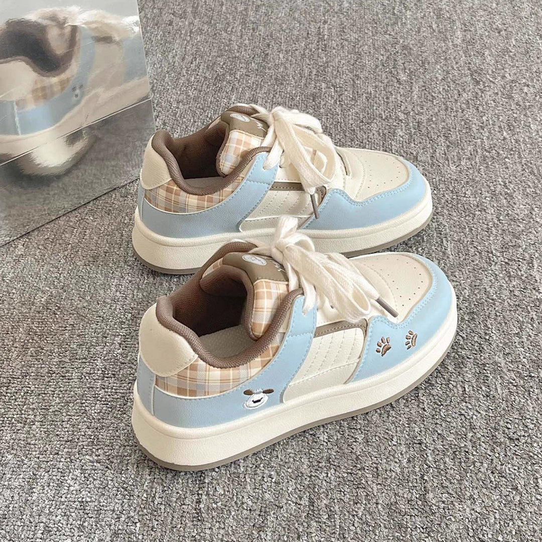 Damen Sneakers im verspielten Karo-Look mit Tiermotiven und bequemer Dämpfung Drune