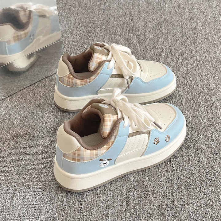 Damen Sneakers im verspielten Karo-Look mit Tiermotiven und bequemer Dämpfung Drune