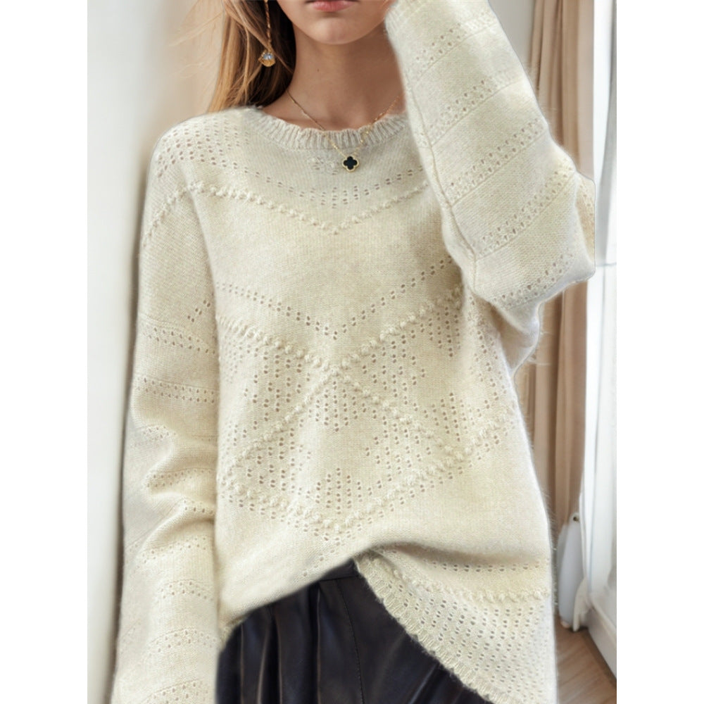 Damen weicher Strickpullover mit raffinierten Strukturmustern und lässigem Schnitt Drune