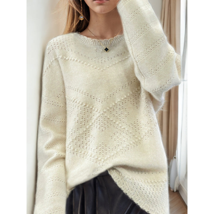 Damen weicher Strickpullover mit raffinierten Strukturmustern und lässigem Schnitt Drune
