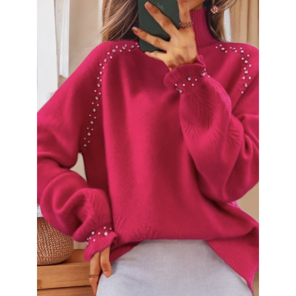Damen Pullover mit elegantem Rollkragen und funkelnden Details Drune