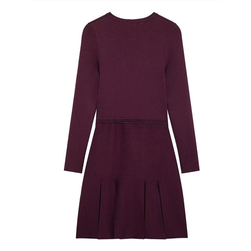 Damen Strickkleid mit Taschen und Knopfdetails Drune