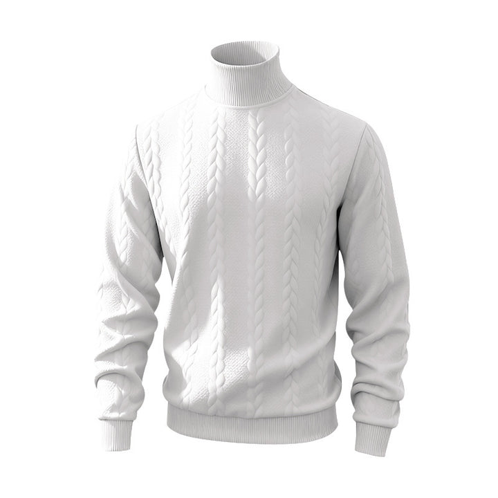 Herren nan feiner Zopfmuster-Rollkragenpullover mit schmaler Passform, geripptem Kragen und elastischen Bündchen Drune
