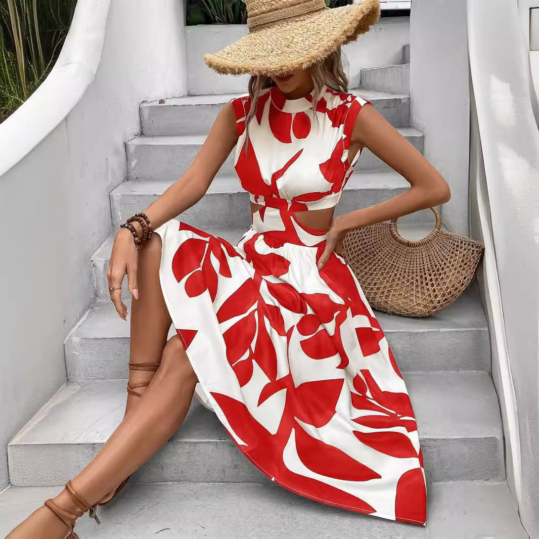 Damen Asymmetrisches Kleid mit Cut-Out-Details und floralem Design Drune