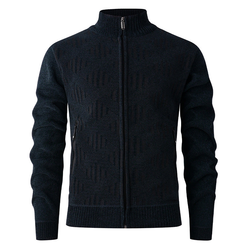 Herren Strickjacke mit strukturiertem Muster und hohem Kragen Drune