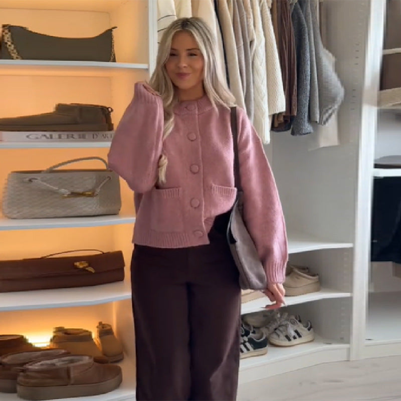 Damen Strickjacke mit übergroßem Schnitt und Knopfdetails Drune