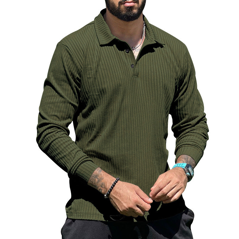 Herren langer Strickpullover mit strukturiertem Design und Knopfleiste Drune