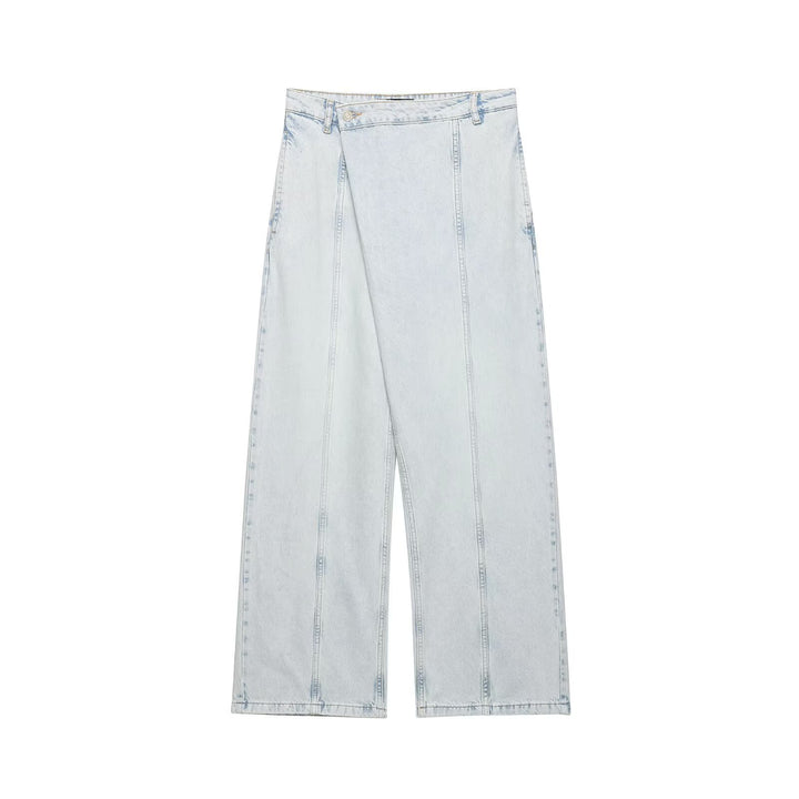 Damen weite High-Waist Jeans mit dekorativen Nähten und lässigem Schnitt Drune