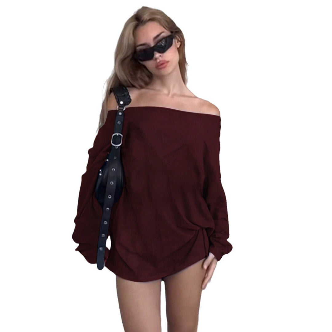 Damen Off-Shoulder Bluse mit Lockere Passform und Knötchen-Detail Drune