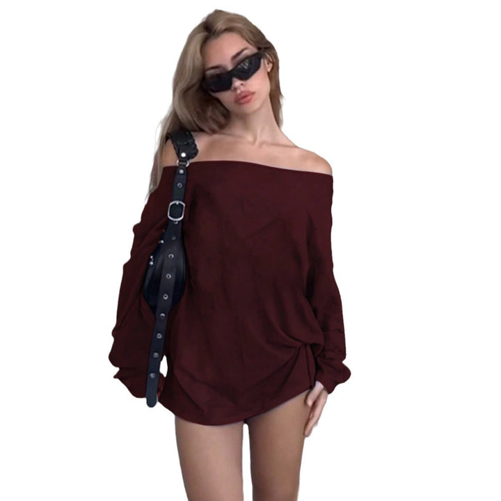 Damen Off-Shoulder Bluse mit Lockere Passform und Knötchen-Detail Drune