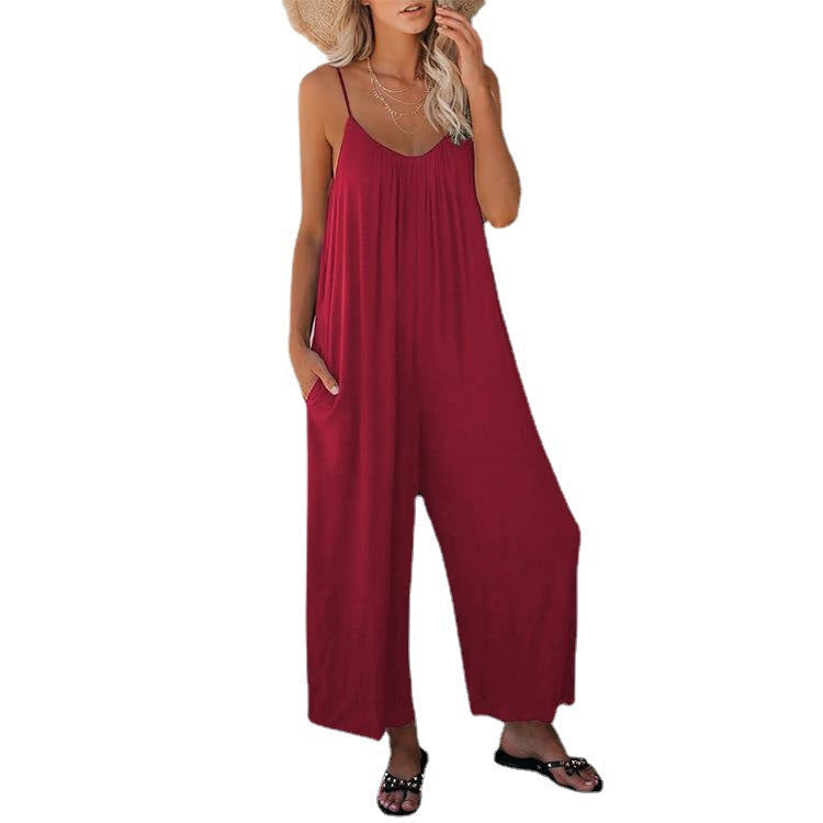 Damen Lässiger Jumpsuit mit weitem Schnitt und praktischen Taschen Drune