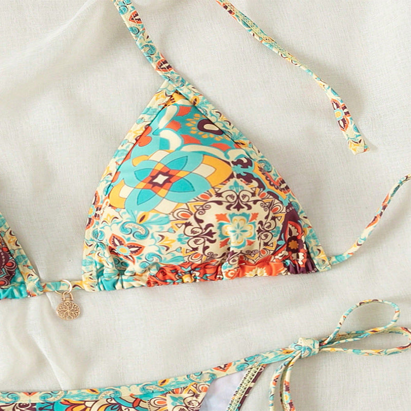 Damen Triangel-Bikini mit verspieltem Design und verstellbaren Bändern Drune