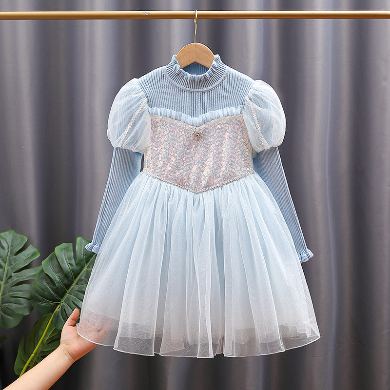 Mädchen festliches Tüllkleid mit glitzernden Applikationen und Rüschen Drune