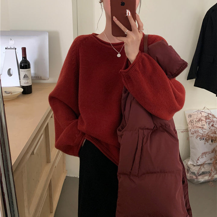 Damen Lässiger Pullover mit voluminösen Ärmeln und weichem Material Drune