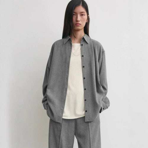 Damen Oversized Hemdbluse mit modernem Schnitt und lässigen Details Drune