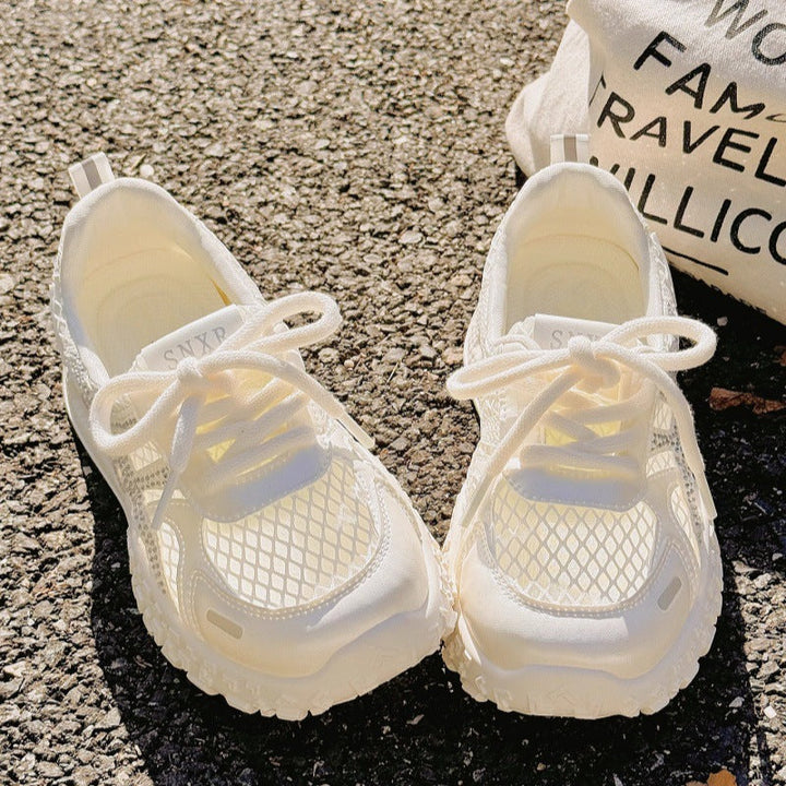 Damen Atmungsaktive Sneaker mit modischem Netzdesign und Glitzerakzenten Drune