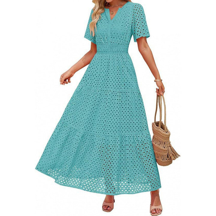 Damen Maxikleid mit gehäkeltem Muster Drune