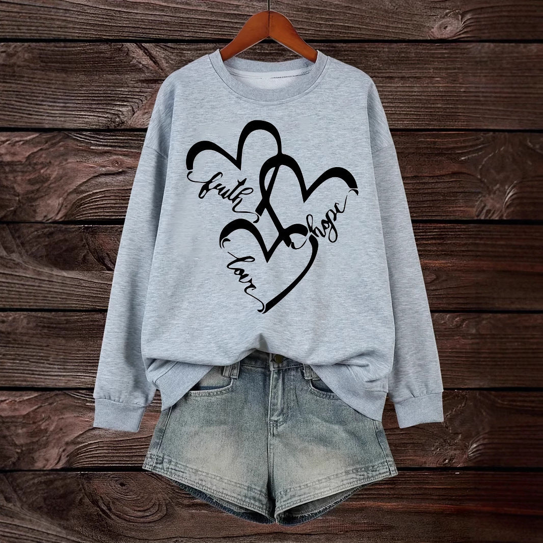 Damen Sweatshirt mit romantischem Herzmotiv und inspirierendem Aufdruck Drune