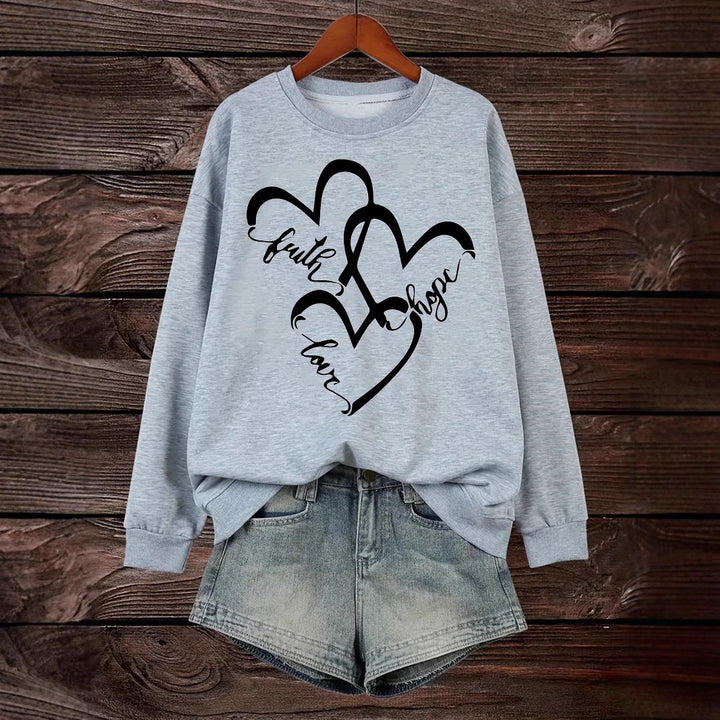 Damen Sweatshirt mit romantischem Herzmotiv und inspirierendem Aufdruck Drune