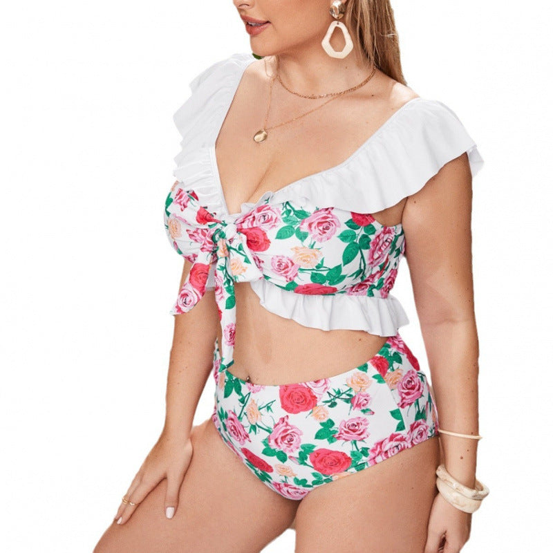 Damen Bikini-Set mit verspieltem Rüschendesign und floralem Muster Drune