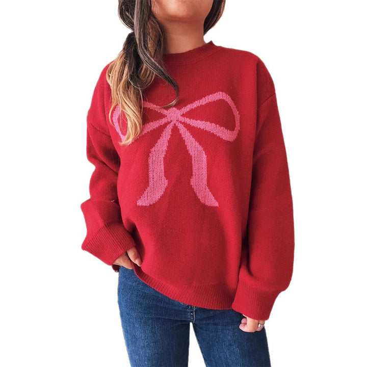 Damen kuscheliger Pullover mit verspieltem Schleifenmuster Drune