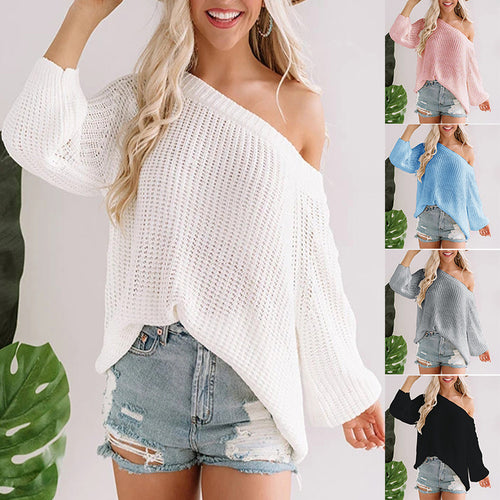Damen Off-Shoulder Strickpullover mit weit geschnittenem Saum Drune