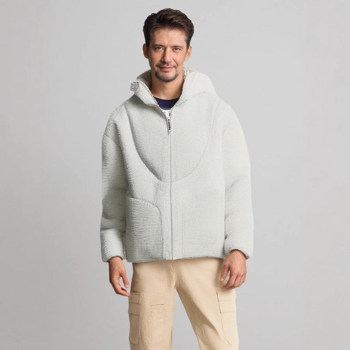Herren Gemütliche Teddyjacke mit Kontrastnähten Drune