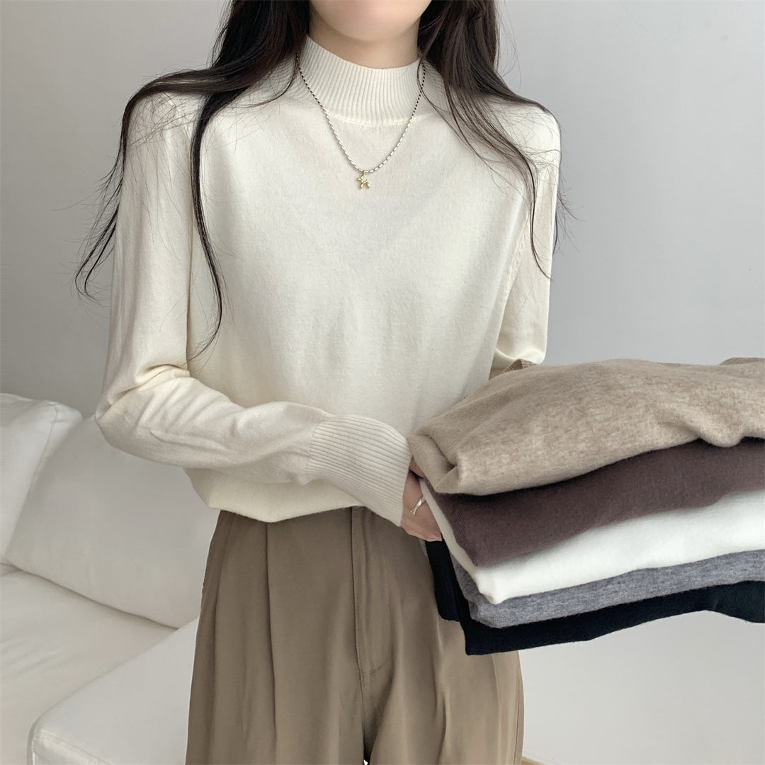 Damen Feinstrickpullover mit modernem Stehkragen und lässigem Schnitt Drune