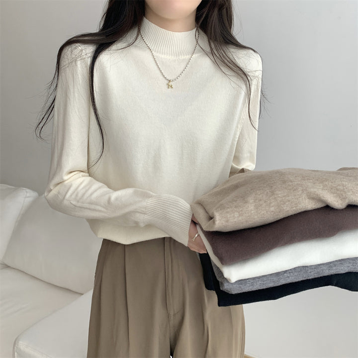 Damen Feinstrickpullover mit modernem Stehkragen und lässigem Schnitt Drune