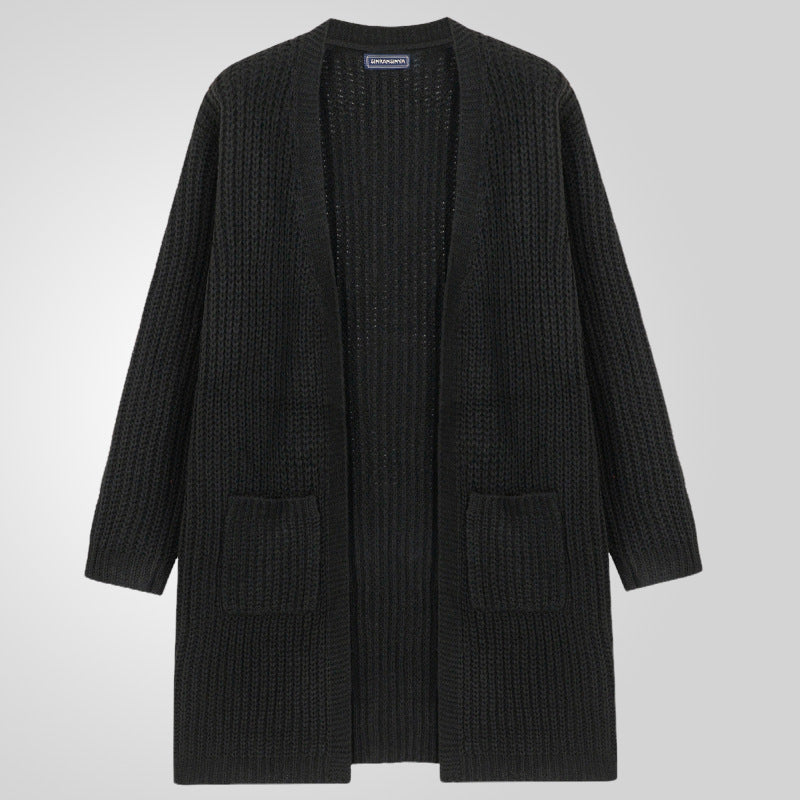 Herren Großer Strickcardigan mit tiefem Schnitt und strukturiertem Design Drune