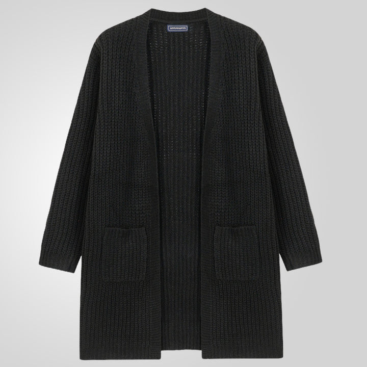Herren Großer Strickcardigan mit tiefem Schnitt und strukturiertem Design Drune