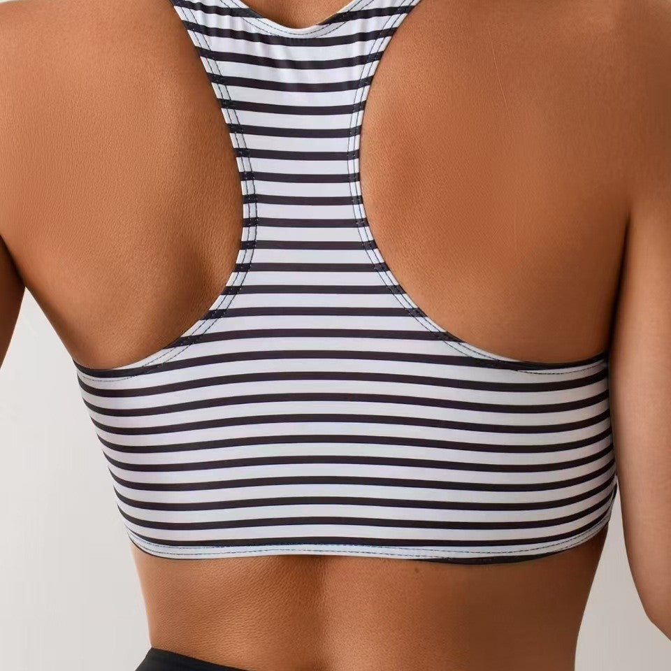 Damen Hochtailliertes Bikini-Set mit gestreiftem Oberteil Drune