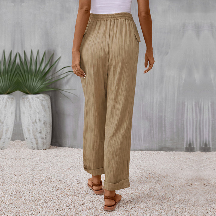Damen luftige Sommerhose mit elastischem Bund und praktischen Seitentaschen Drune