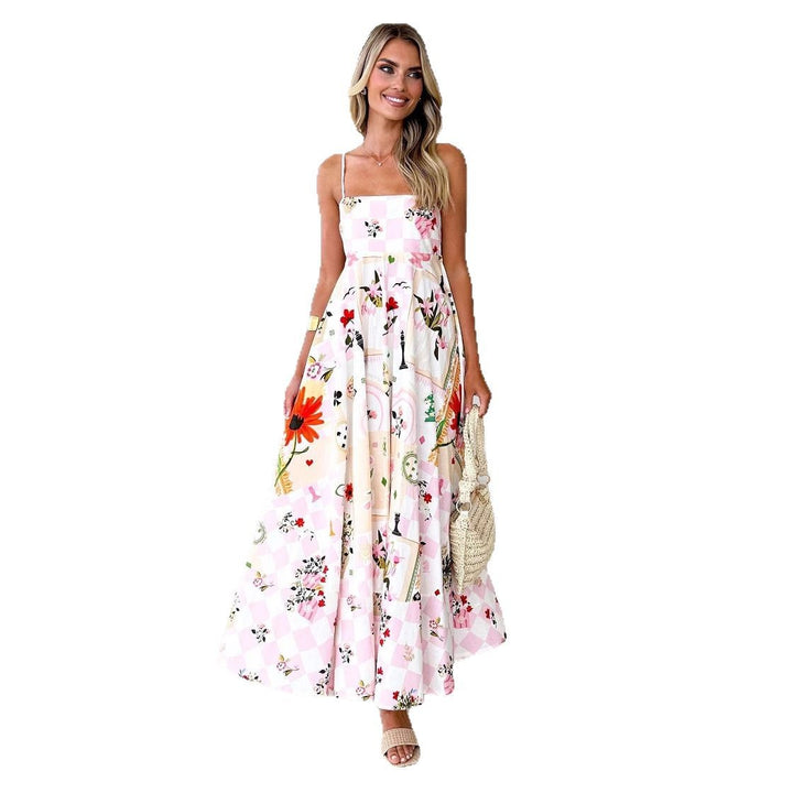 Damen Maxikleid mit verspieltem Blumendesign und ausgeschnittenen Details Drune