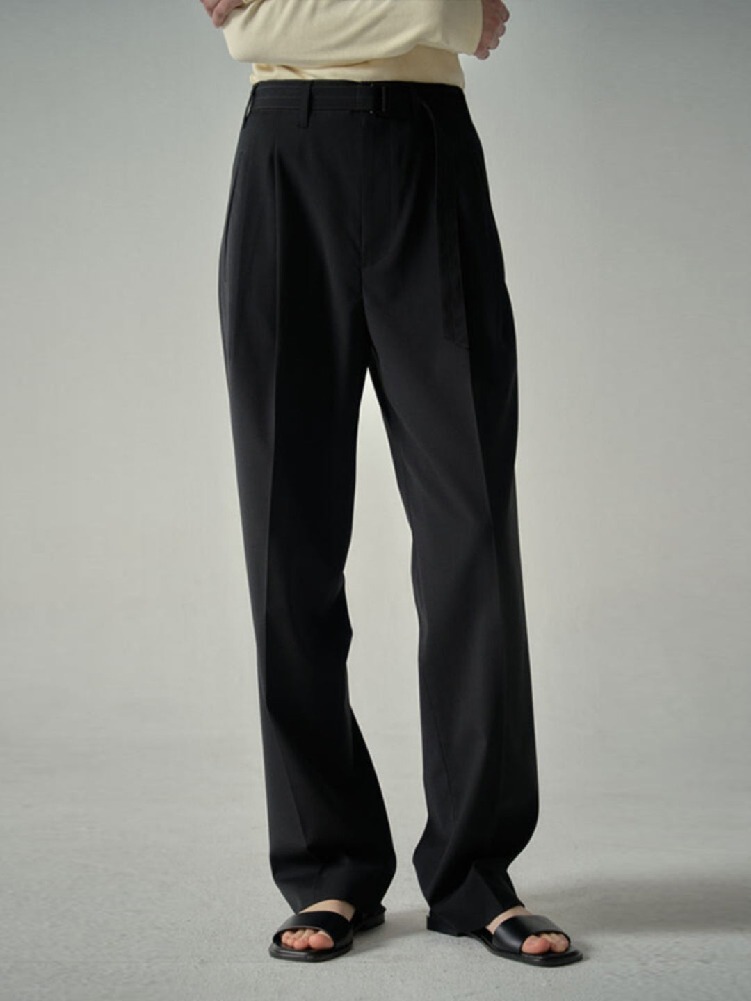 Damen elegante Stoffhose mit hohen Bund und schickem Gürtel Drune