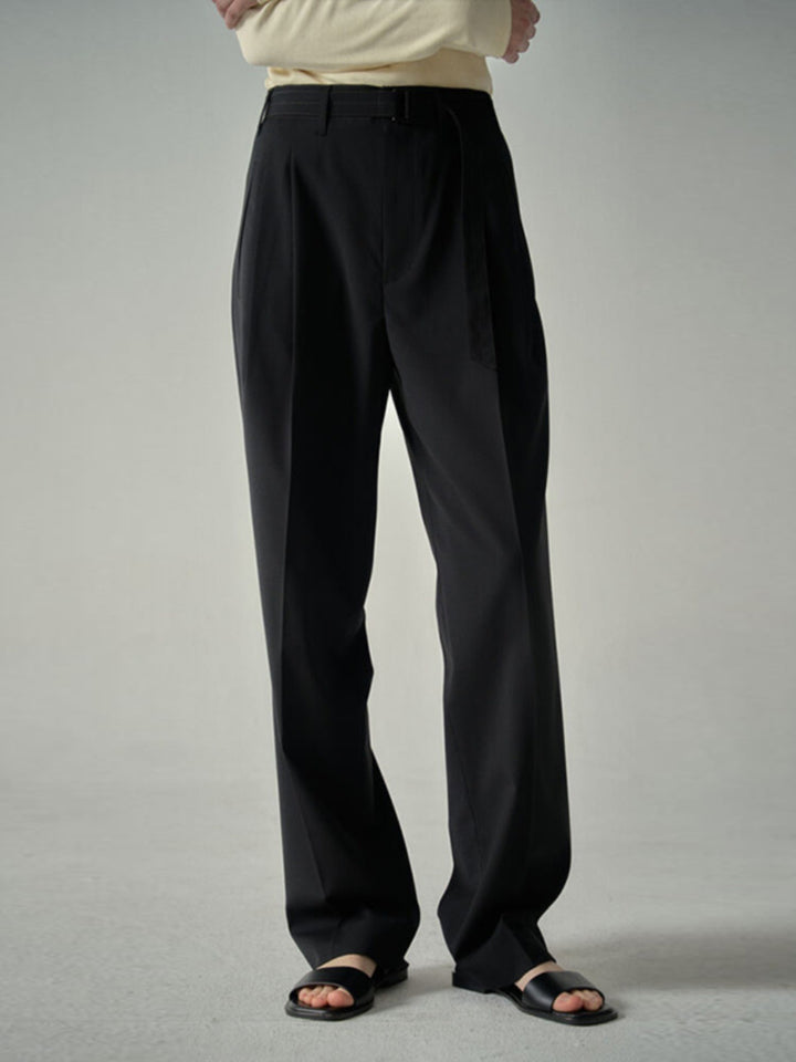 Damen elegante Stoffhose mit hohen Bund und schickem Gürtel Drune