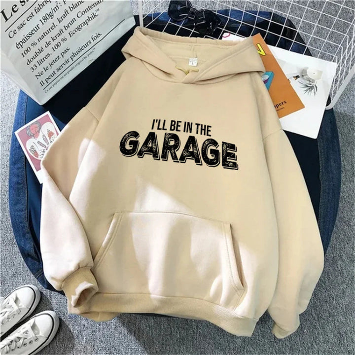 Damen Kapuzenpullover mit kreativem Garagen-Motiv Drune