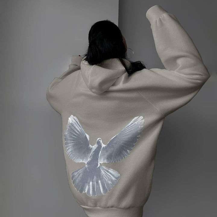 Damen Kapuzenpullover mit einzigartigem Vogelmotiv und lässigem Schnitt Drune
