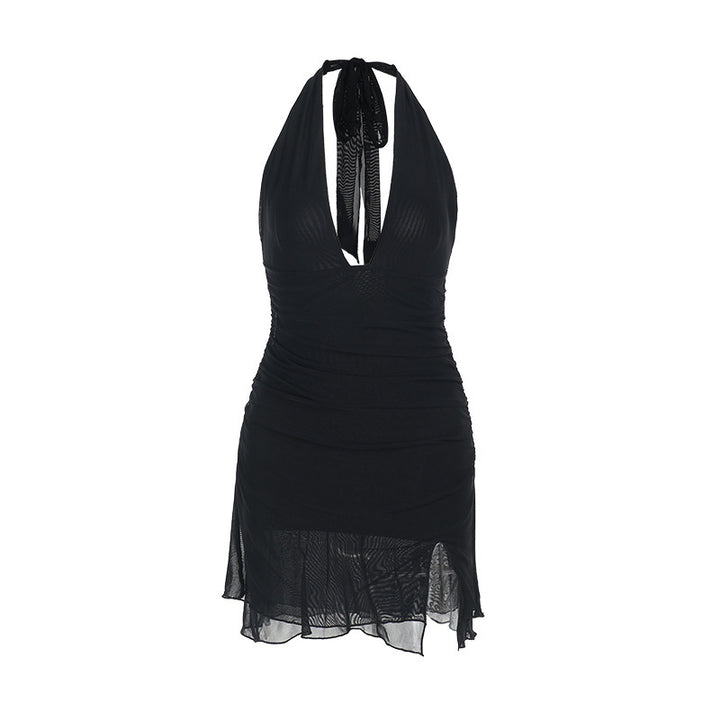 Damen Halterneck Mini-Kleid mit elegantem Schlitz und figurbetonendem Design Drune