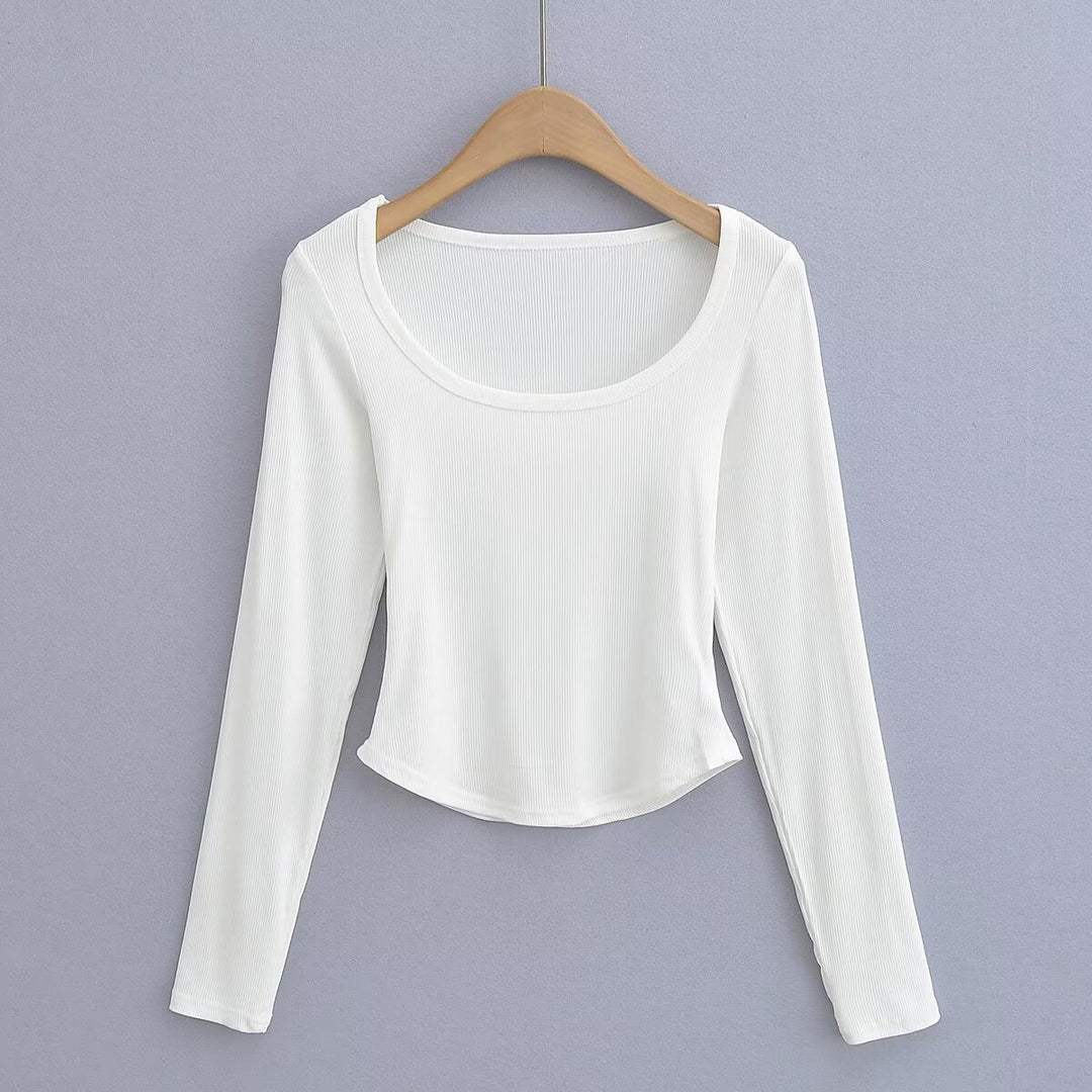 Damen Langarmshirt mit elegantem Rundhalsausschnitt und feiner Rippstruktur Drune