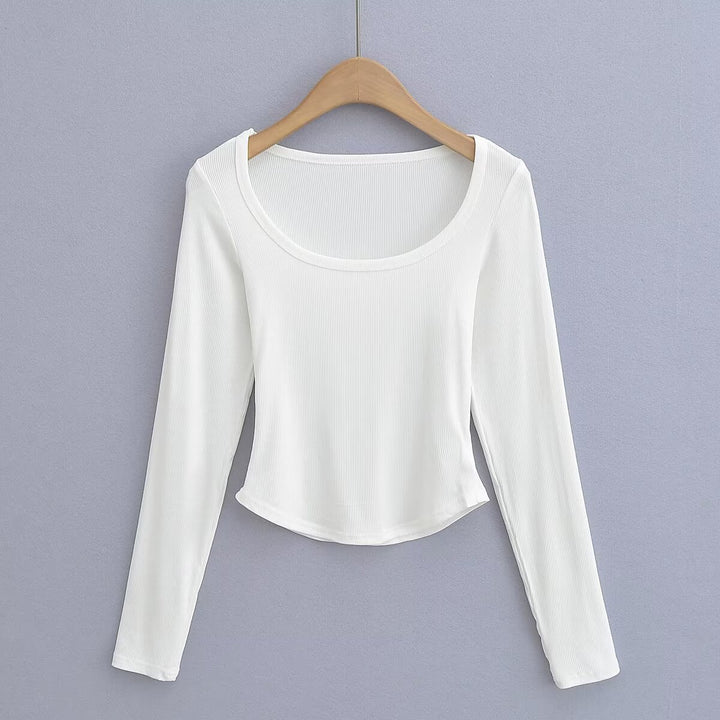 Damen Langarmshirt mit elegantem Rundhalsausschnitt und feiner Rippstruktur Drune