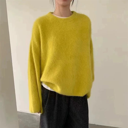 Damen Flauschiger Pullover mit oversized Schnitt aus Mohair-Wolle Drune