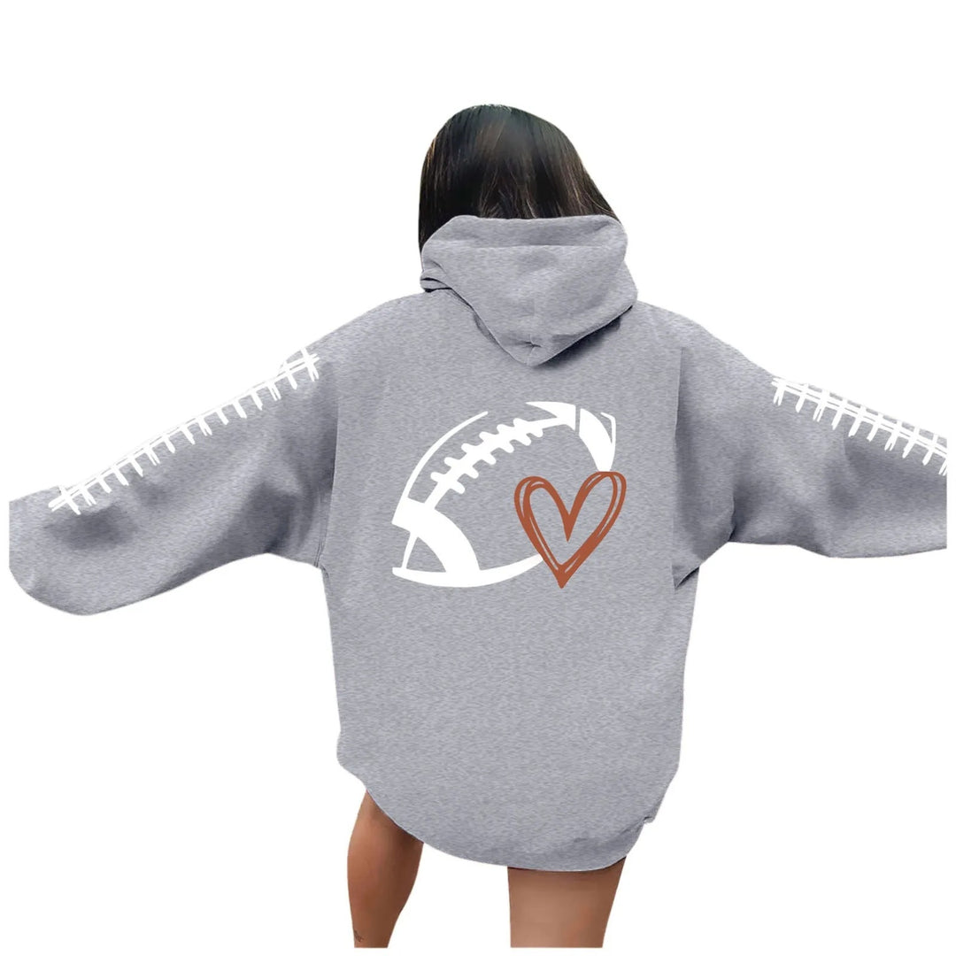 Damen Kapuzenpullover mit kreative Football-Motiv und lässigen Schnitt Drune